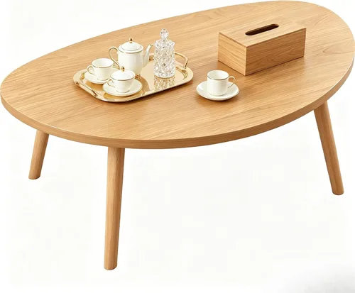 Miniatura 30 de Mesa auxiliar pequeña, mesa baja con patas de madera maciza, mesa auxiliar ovalada de 23.6 pulgadas, mesa auxiliar auxiliar de pie para sentarse
