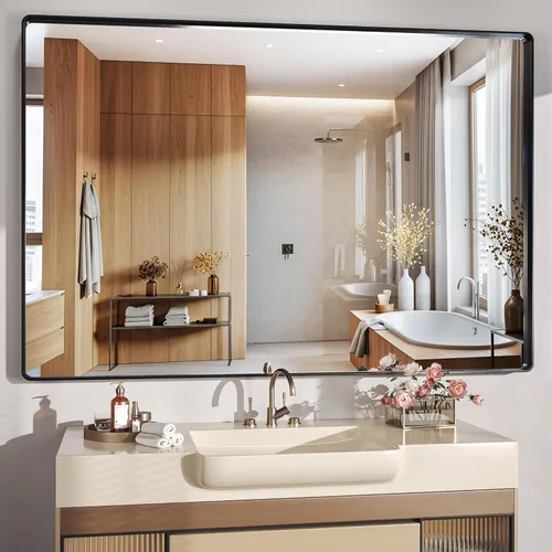 Miniatura 22 de Hasipu - Juego de 2 espejos de baño para pared, espejos de baño con marco de metal negro de 30 x 24 pulgadas para sobre lavabo, espejos