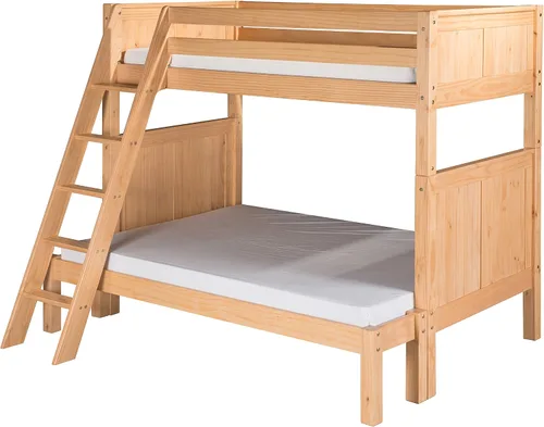 Miniatura 9 de Camaflexi Panel estilo litera de madera maciza, Twin-Over-Twin, escalera lateral adjunta, capuchino