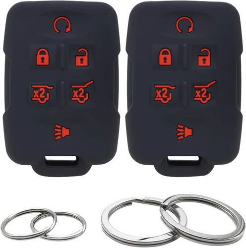 Miniatura 8 de 2 piezas fundas de silicona para control remoto de 4 botones, estuche protector sin llave compatible con Chevrolet Chevy Colorado Silverado Suburban