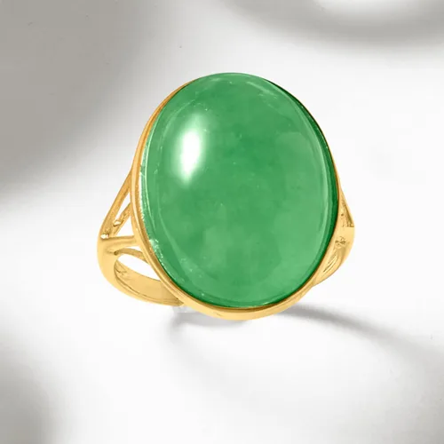Miniatura 4 de Ross-Simons Jade Ring in 14kt Yellow Gold