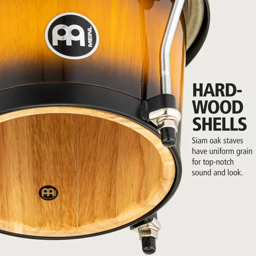 Miniatura 2 de Meinl Percussion HB100SNT-M bongós de madera natural de 6 3/4 y 8 pulgadas, Vintage Sunburst