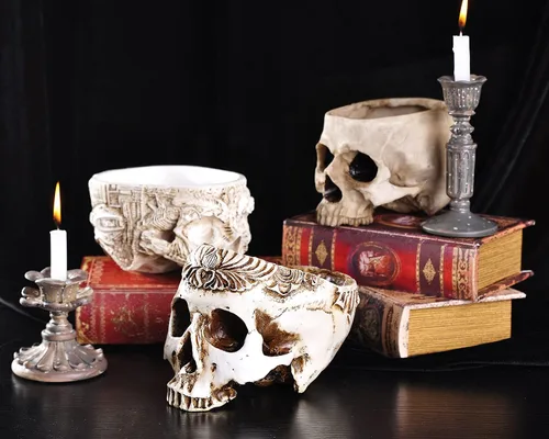 Miniatura 7 de IBWell Maceta moderna de resina grande de 6 pulgadas con diseño de calavera en forma de calavera para flores, decoración de maceta, decoración
