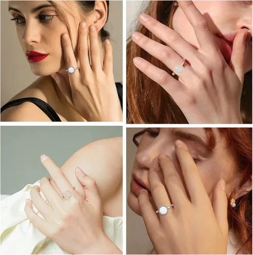 Miniatura 7 de UNICRAFTALE 16pcs 2 colores 6/0.315 in anillo ajustable en blanco almohadilla de acero inoxidable anillo ajustes Cabujón Base Bisel bandeja