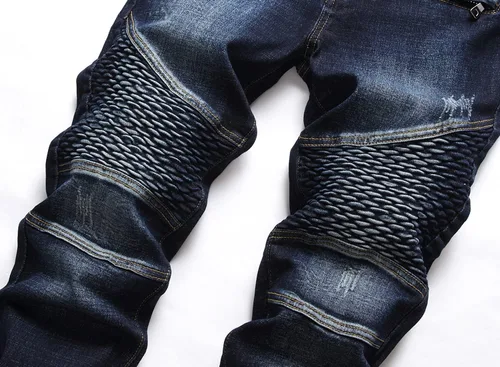 Miniatura 7 de RXXKKK Jeans clásicos de motociclista con cremallera y ajuste regular para hombre