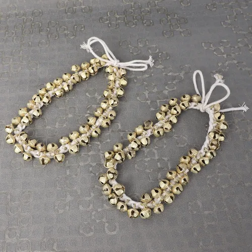 Miniatura 3 de Kathak Ghungroo - Par de 16 campanas grandes atadas con cordón de algodón para tobillera, instrumento musical de la India, accesorios de baile 50-50