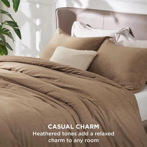Miniatura 323 de Bedsure Juego de edredón Twin/Twin XL, ropa de cama suave beige para todas las estaciones, juego de cama teñido catiónico, 2 piezas, 1 edredón