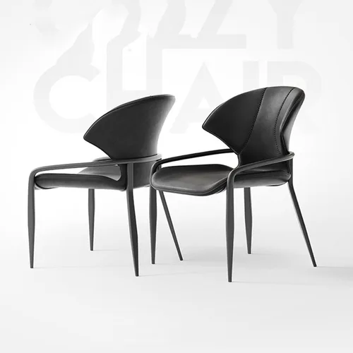Miniatura 5 de Sillas de comedor - Sillas de comedor, silla de piel sintética retro moderna de mediados de siglo con asiento tapizado, patas de metal para cocina