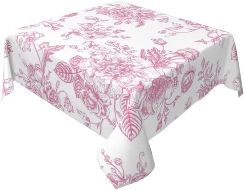 Miniatura 37 de BETGINY - Mantel cuadrado floral azul de 54 x 54 pulgadas, mantel decorativo de estilo chinoiserie con flores, tela rústica lavable para granja