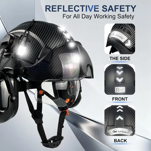 Miniatura 7 de Casco de seguridad SAFEBUILDER con visera, orejeras Bluetooth SNR 26dB, sombrero duro con viseras, orejeras montadas, sombreros duros ventilados