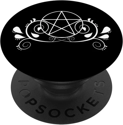 Pretty Pentacle Pagan Wiccan - Pala para teléfono y tableta, color blanco y negro, Negro