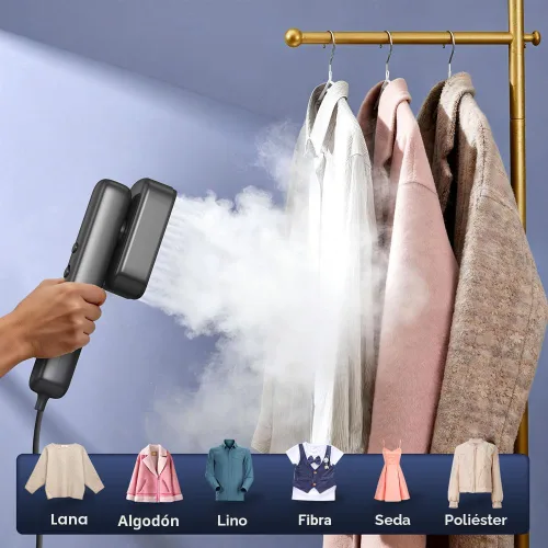 Miniatura 7 de Vaporizador de viaje global para ropa, (100 V-230 V) de doble voltaje, portátil 2 en 1, vaporizador de mano y plancha, viaje más seguro con apagado