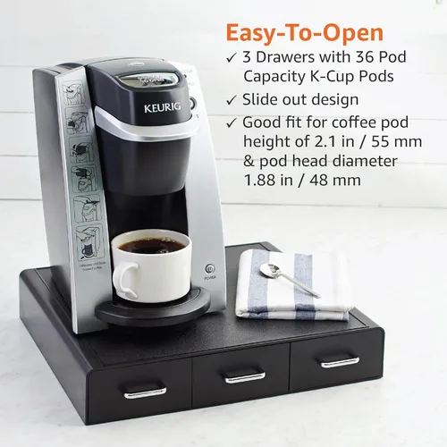 Miniatura 4 de Amazon Basics Cajón de almacenamiento de cápsulas de café para cápsulas K-Cup, capacidad de 36 cápsulas, color negro