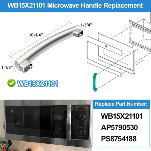 Miniatura 2 de Manija de puerta de microondas WB15X21101 mejorada compatible con mango de microondas GE, piezas de manija de puerta de microondas GE reforzada