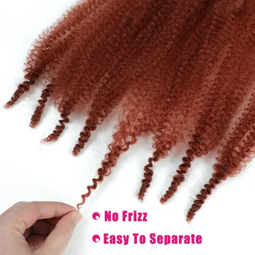 Miniatura 5 de Cabello Afro Twist de 30 Pulgadas 2 Paquetes, Cabello Afro Twist Elástico Pre Esponjado Cabello Spring Twist Pre Estirado Cabello para Envolver