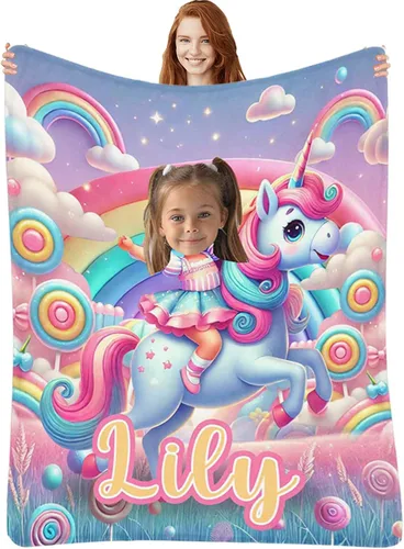 Miniatura 18 de Manta de Sirena Personalizada para Niñas Bebés - Manta de Forro Polar para Recién Nacidos y Niños Pequeños - Foto y Nombre, Regalos de Navidad