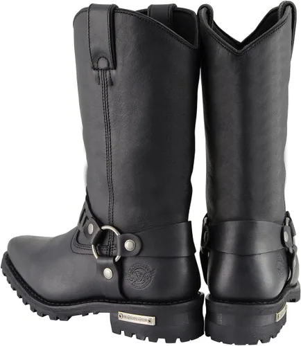 Miniatura 7 de Milwaukee Leather MBM9015 - Botas de motocicleta negras con arnés de estilo occidental de 11 pulgadas para hombre