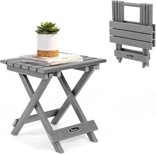Miniatura 14 de FUNBERRY Mesa auxiliar Adirondack para exteriores, mesas auxiliares de patio de 2 niveles, HDPE para todo tipo de clima para exteriores