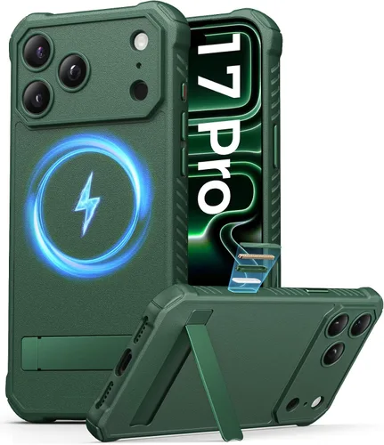 Miniatura 15 de ASAFCASE Funda magnética para iPhone 17 Pro Max, soporte integrado, compatible con MagSafe, protección contra caídas de grado militar, botón