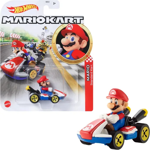 Colección de Vehículos de Réplica Fundidos a Presión Hot Wheels Mario Kart a Escala 1:64, Juguetes Coleccionables
