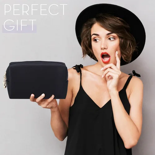 Miniatura 7 de Kigeli 15 piezas de bolsas de maquillaje estéticas, bolsas de cosméticos de cuero PU impermeables, bolsas de aseo lisas, bolsas de maquillaje a