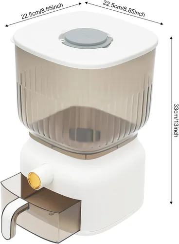 Miniatura 6 de Dispensador de arroz de 13.2 lbs, contenedor grande de almacenamiento de granos sellados con taza de arroz, dispensador de alimentos, organizador