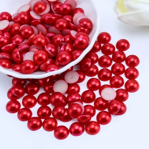 Miniatura 35 de 1500 PIEZAS 4mm Perlas Blancas de Media Parte Plana para Manualidades Joyería Álbum de Recortes Decoración de Uñas, Perlas de Parte Plana para Blanco