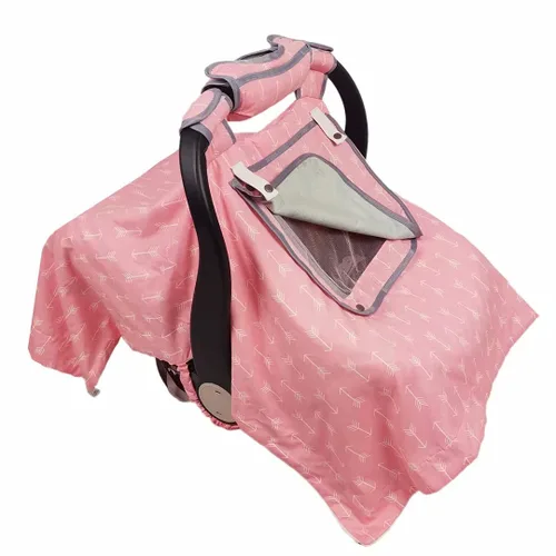 Fundas de asiento de automóvil para bebés, funda de lactancia 2 en 1 y toldo para asiento de automóvil con 3 opciones de apertura neta, funda de