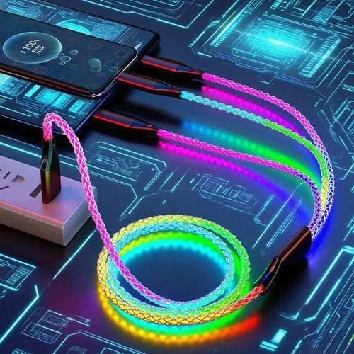 Miniatura 5 de Dynamic RGB USB Extension Hub (3-in-1) - High-Speed Data Transmission and Charging Port for laptops, Supports Fast Charging, and Features Colorful
