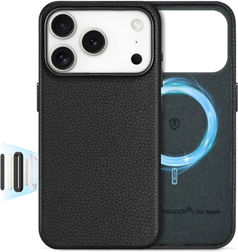 Miniatura 11 de SHIELDON Funda de cuero genuino para iPhone 17 Pro Max de 6.9 pulgadas 2025, [botón de la cámara actualizado], compatible con Magsafe, carga Azul