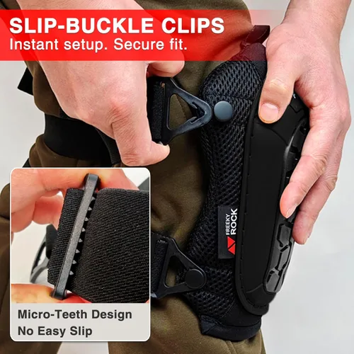 Miniatura 3 de Rodilleras para hombre, rodilleras de construcción para trabajo con tapa antideslizante resistente, correas ajustables reforzadas con remaches