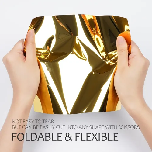 Miniatura 5 de Stickyart Papel de espejo dorado – Espejo autoadhesivo sin vidrio para manualidades, vinilo reflectante impermeable adhesivo permanente