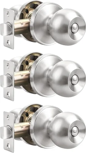 Miniatura 14 de Probrico Paquete de 10 pomos redondos para puerta de cama/baño, función de privacidad para baño/dormitorio, pomos de puerta interior con cerradura