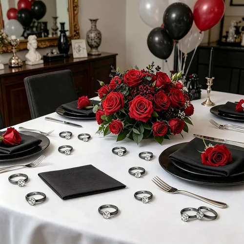 Miniatura 5 de Whaline 72 anillos de diamantes para despedida de soltera, anillos de compromiso ajustables para decoración de mesa de boda, juego de despedida