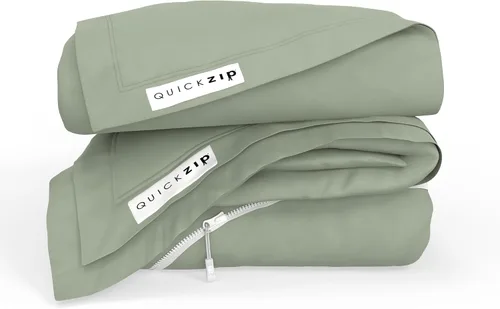 Miniatura 14 de QuickZip Paquete de Repuesto Fitted Plus: 1 Sábana Bajera (Base + Sábana con Cremallera) y 1 Sábana con Cremallera - Fácil de Cambiar, No se Sale