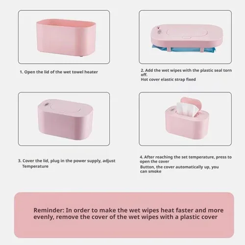 Miniatura 6 de Calentador de toallitas para bebés, dispensador portátil de gran capacidad con pantalla LED, soporte ajustable para toallitas húmedas para bebés