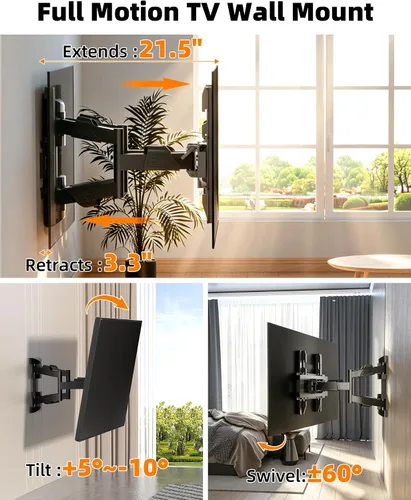 Miniatura 7 de Soporte de pared giratorio de retrato a paisaje para TV de 37 a 70 pulgadas, soporte de pantalla vertical de 90°, brazo inclinable de rotación