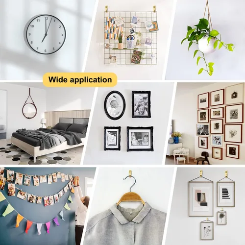 Miniatura 4 de FUZANWJ - Colgadores de fotos, 120 ganchos con clavos, kit para colgar cuadros, ganchos de pared, kit para colgar en la pared para paneles