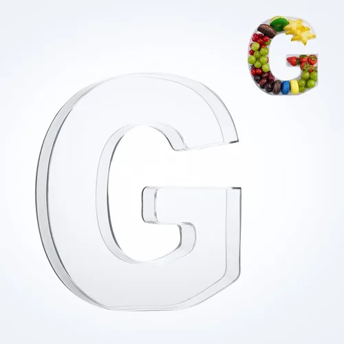 Miniatura 13 de Bandeja de 11" de Acrílico con Letras y Números – Bandeja Reutilizable y Rellenable para Aperitivos de Charcutería, Caja de Servir Postres
