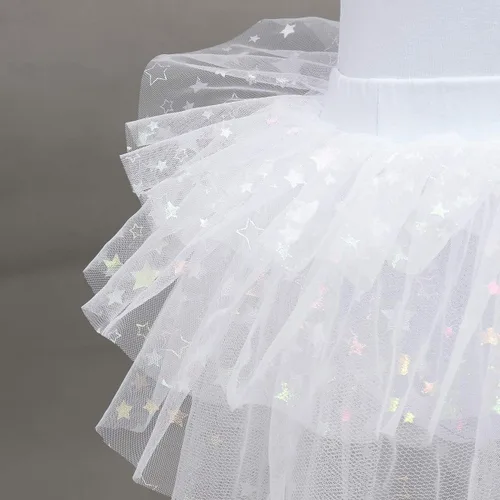 Miniatura 5 de IDOPIP Leotardo con falda de tutú de estrella con purpurina para niñas, manga con volantes, vestido de bailarina, traje de gimnasia