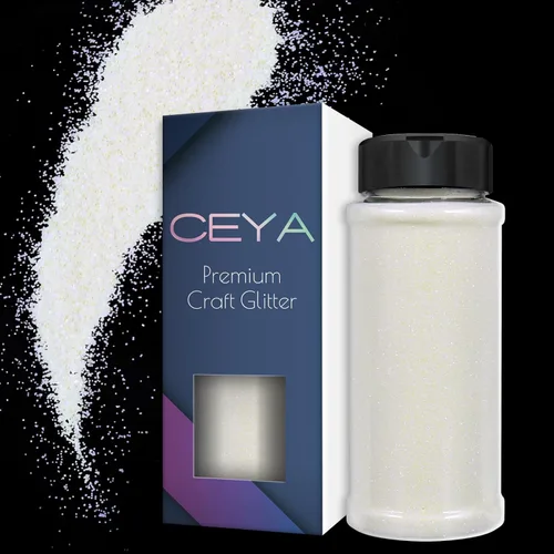 Miniatura 11 de Ceya Polvo de purpurina blanca ultra fina de 3.5 onzas/3.53 oz de ópalo mágico iridiscente para manualidades de 1/128 pulgadas, 0.008 pulgadas