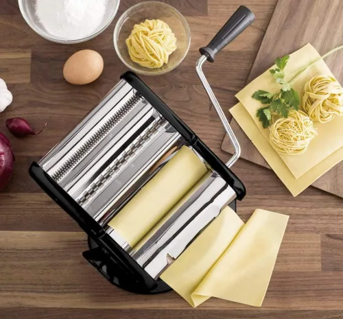 Miniatura 4 de Cestari Máquina de pasta de acero inoxidable, rodillo de 5.906 in con base de succión patentada para uso antideslizante, incluye cortador de pasta