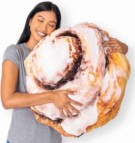 Much Comfort Almohada 3D de moño de canela Gooey de 29 pulgadas, hecha con tela súper suave y ultra premium, lindo, cómodo, de felpa, relleno, Gooey