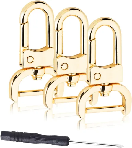 Miniatura 8 de Paquete de 6 ganchos giratorios desmontables de 1 pulgada, cierre de pinza de langosta de metal con destornillador para accesorios de llavero