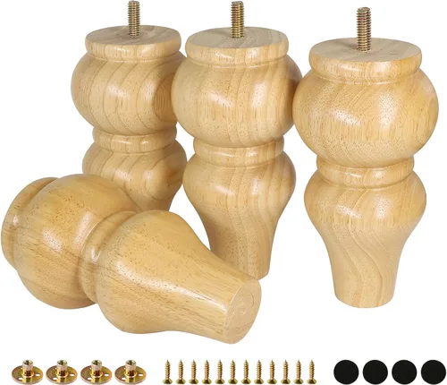 Miniatura 10 de FoDau770 Patas de madera de goma para muebles de 2.4 pulgadas, patas de sofá modernas de mediados de siglo, patas de sofá resistentes, patas de Negro
