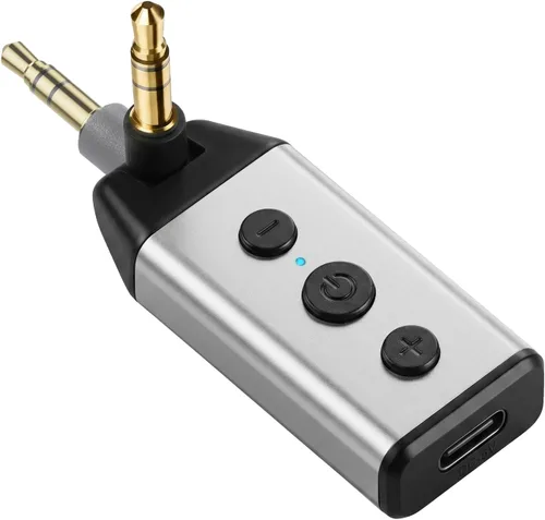 1Mii B04 Bluetooth 5.4 Adaptador de coche, receptor de audio AUX giratorio de 180°, llamada clara manos libres, 16H+ de larga espera para