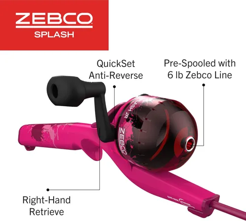 Miniatura 3 de Zebco Youth Floating Spincast Reel and Fishing Rod Combo, Pre-Spooled with 6-Pound Cajun Line Rosa