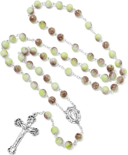 Miniatura 83 de KOMI Rosario de cuentas católicas para mujer, collar de cuentas de rosario con cruz de crucifijo, perlas de cristal, rosario, rosarios, católicos