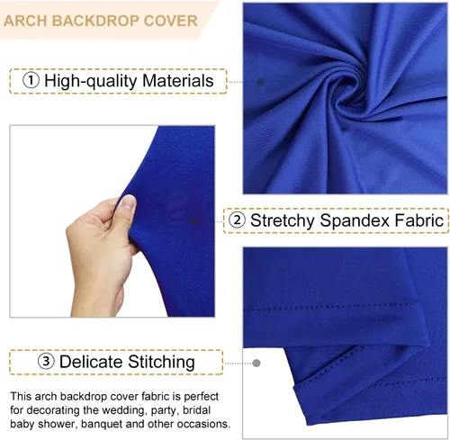 Miniatura 3 de FANPROMS Cubierta para Arco de Boda 6 Pies Azul Polvoriento Cubierta de Fondo de Arco Chiara Spandex Cubiertas de Arco Tela Elástica para Marco