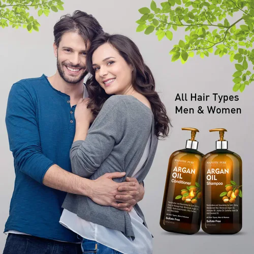 Miniatura 4 de MAJESTIC PURE Juego de champú y acondicionador de aceite de argán Nutre y promueve cabello suave y sedoso Sin sulfato Para todo